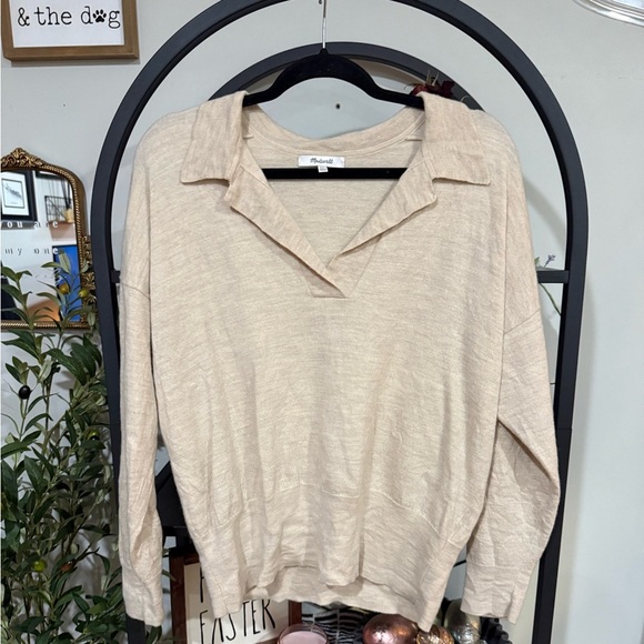 Madewell Cream Button Down Shirt Relaxed Long Sleeve light sweater size xxl - Picture 1 of 7